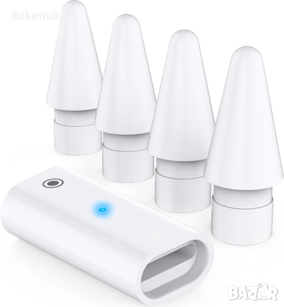 НОВИ! 4 върха с висока чувствителност+адаптер за зареждане Apple Pencil, снимка 1