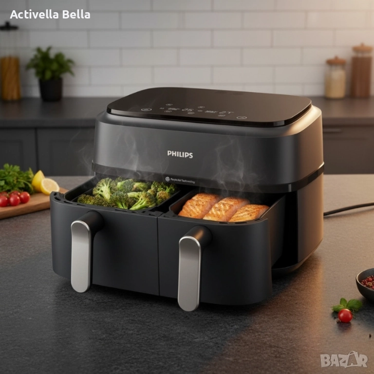 Philips Airfryer 3000 Series Dual Basket - 9L, 2750W, RapidAir технология, 2 независими кошниц, снимка 1