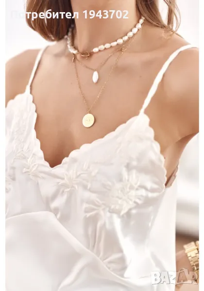 Дамски сатенен топ в цвят крем 6978, снимка 1