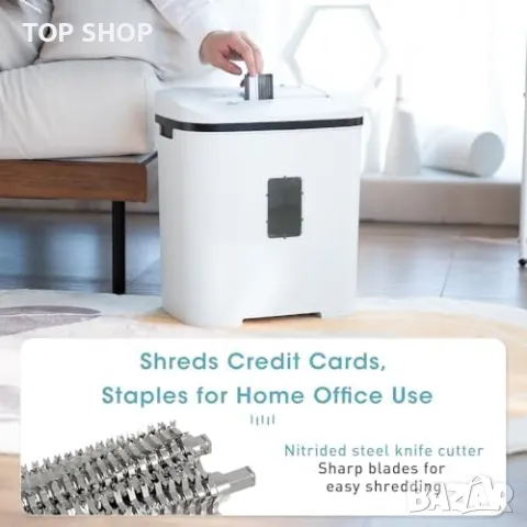 Нов Професионален Унищожител - 14 Листа, хартия, P4, Тих, Мобилен шредер, снимка 3 - Друга електроника - 49498221