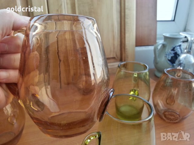 Стъклени чаши халби цветно стъкло, снимка 3 - Антикварни и старинни предмети - 36989694