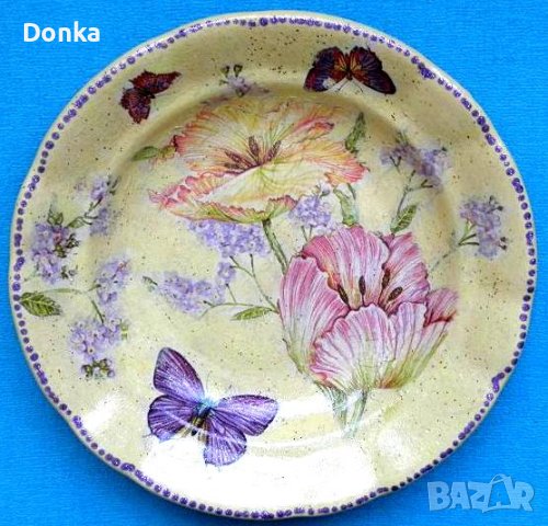   Четири ръчно рисувани декорактивни чинии за пролетна украса на половин цена