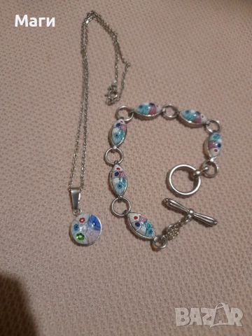 Сребърен комплект , снимка 3 - Колиета, медальони, синджири - 52518680