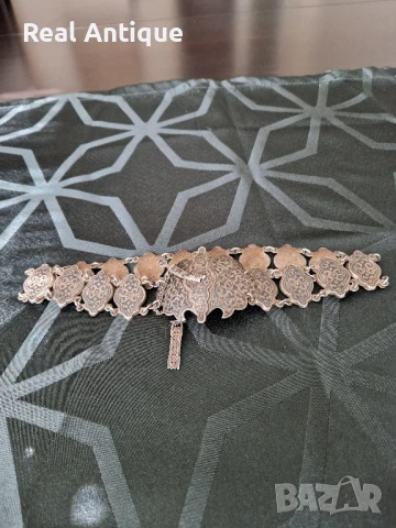 Страхотен антикварен руски кавказки сребърен колан с ниело 