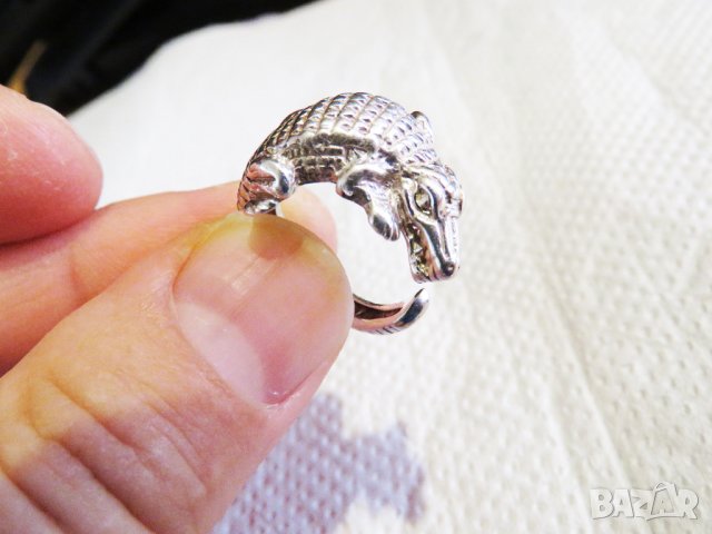 Мъжки сребърен пръстен КРОКОДИЛ - покажи търпеливост сила и мъдрост като крокодила , снимка 4 - Пръстени - 33387362