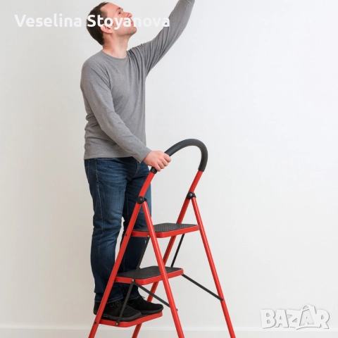 Лека сгъваема стълба – 3 Стъпала, до 150 кг, супер компактно прибиране