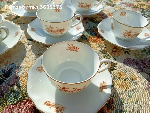 Стар порцеланов сервиз за кафе от Bohemia Чехословакия , снимка 10 - Други ценни предмети - 53101150