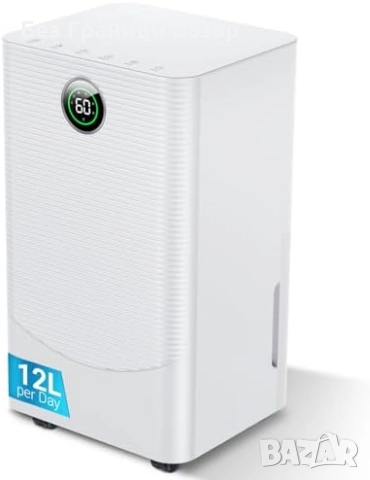 Нов 12L/ден Осушител Въздух LED Дисплей, Тих Режим, 2L Резервоар, Маркуч