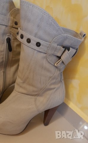 Дамски сиви боти на висок ток № 39, снимка 2 - Дамски боти - 40399952