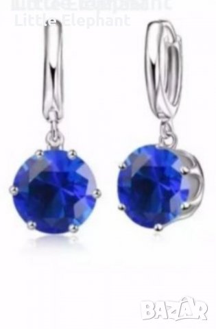 Summer Sale Висящи сребърни обеци dark blue cristals clean/нови, снимка 1 - Колиета, медальони, синджири - 38077383