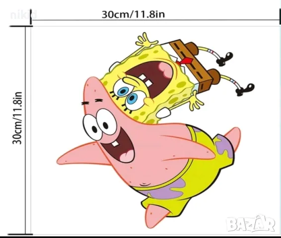 спондж боб Спонджбоб SpongeBob Патрик самозалепващ стикер лепенка за стена мебел детска стая, снимка 2 - Други - 48427166