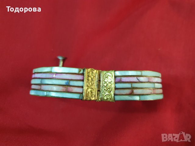 Гривна от бронз и цветен седеф, снимка 6 - Гривни - 40776668