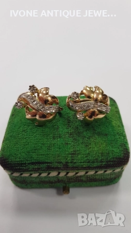 Златни дамски обеци с диаманти , снимка 2 - Обеци - 52794214