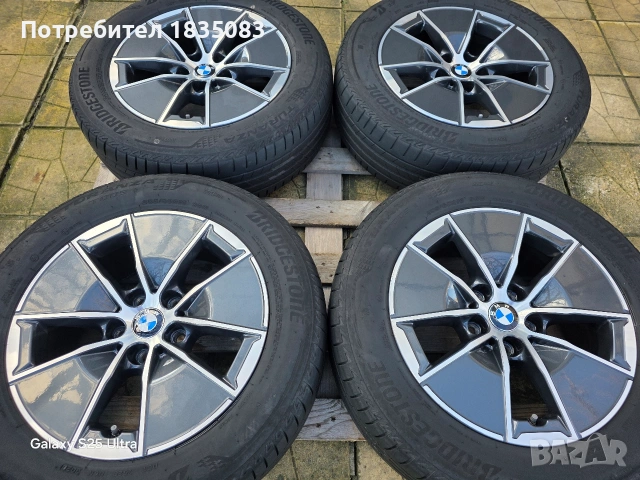 Лети джанти 16ки 5х112 BMW + летни гуми 205/60/16 Bridgestone, снимка 2 - Гуми и джанти - 53296407