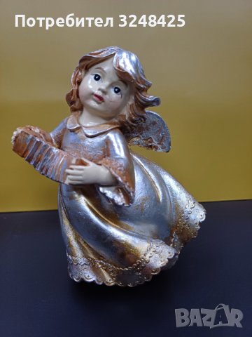 Ангел  ГОЛЯМ от висококачествен полирезин ,  цвят- меланж от сребро, мед, злато., снимка 5 - Статуетки - 43214419