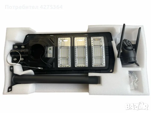 Интелигентна 2 в 1 улична соларна лампа с вградена 5MP камера – 1800W мощност, 360° покритие и нощно, снимка 2 - Соларни лампи - 50359726