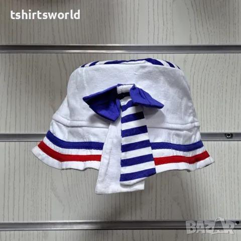 Нова детска бяла шапка идиотка с Делфинчета и Голяма панделка, от 3 до 12 години, снимка 3 - Шапки, шалове и ръкавици - 47691352