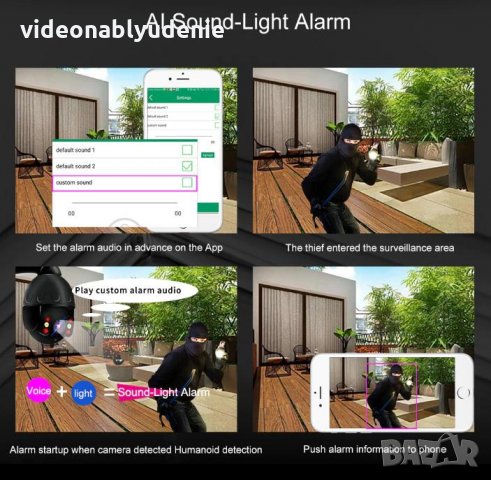 Водонепромокаема ULTRA FHD 8.3MPx PTZ 5хZoom WiFi Speed Dome Auto Tracking Следяща Камера PIR Аларма, снимка 12 - Комплекти за видеонаблюдение - 32572103