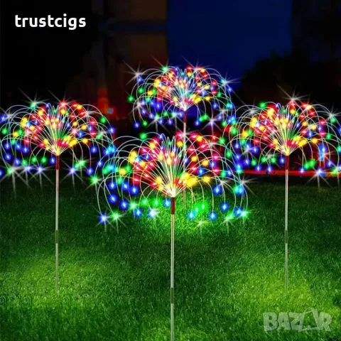 Коледно светещо LED дърво с соларен панел