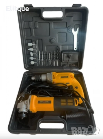 Комплект 2 в 1 бормашина и ъглошлайф на ток