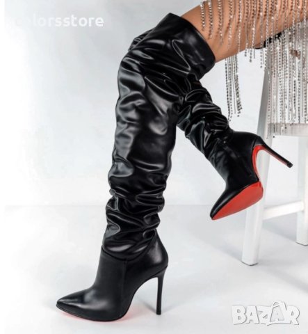 Чизми на ток - черна кожа - 1102, снимка 2 - Дамски ботуши - 42999205