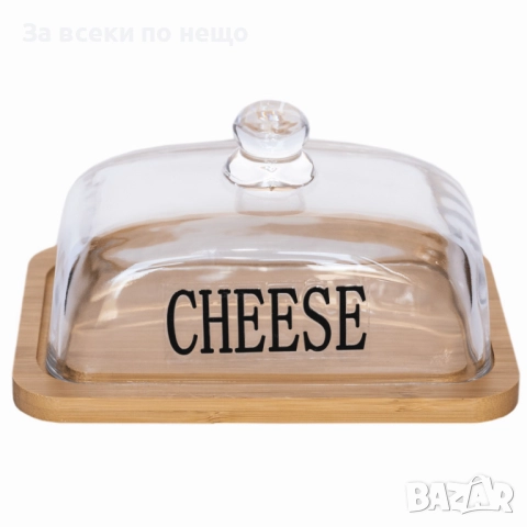 Кутия за сирене с бамбукова основа и стъклен капак Код P1734