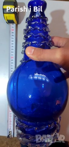 Синя стъклена ваза, снимка 10 - Вази - 38875151