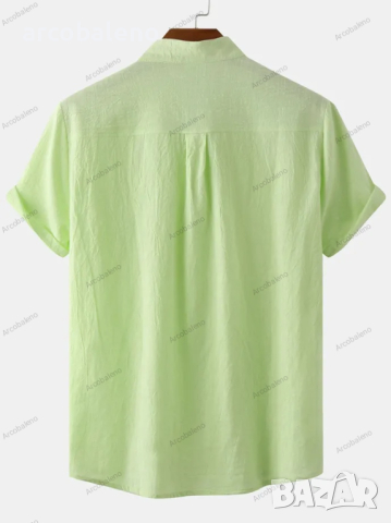 Мъжка памучна риза с яка и къс ръкав, 7цвята , снимка 7 - Ризи - 44901208