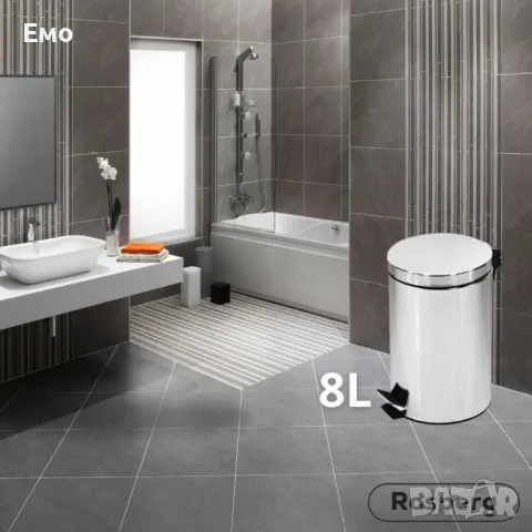 Кофа за смет с педал - Rosberg R53007A3, 3/8/12L от - Неръждаема стомана, снимка 3 - Други стоки за дома - 48448745