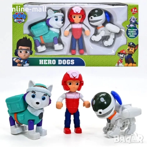 Комплект 3 броя фигурки Пес Патрул – Райдър, Робокуче и Еверест