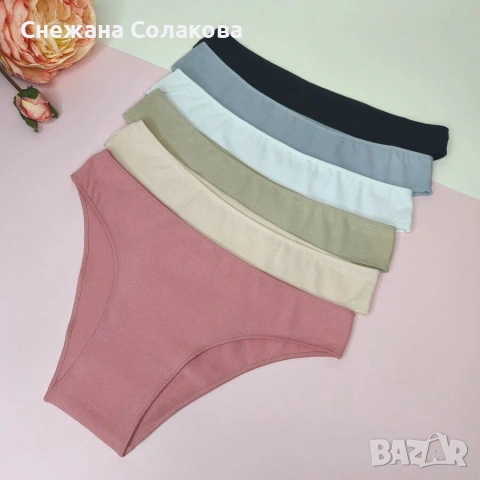 Нежен и удобен комплект от 6 памучни бикини с оверлог шев, изработени от мека и еластична материя , снимка 5 - Бельо - 53069100