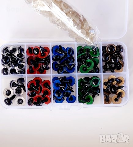 Кутии 100бр  цветни очички на винт  за плетени играчки,  амигуруми , снимка 1 - Други - 39726900