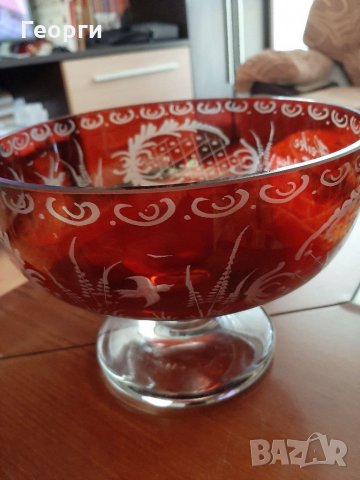 Червен кристал фруктиера, снимка 5 - Декорация за дома - 34961958