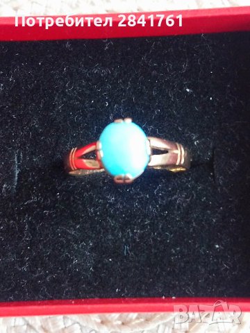 Златен пръстен 14К с тюркоаз, снимка 6 - Пръстени - 44013665