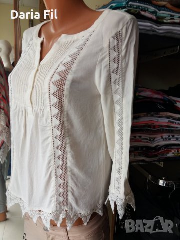 НЕВЕРОЯТНО КРАСИВА РИЗА/блуза в цвят шампанско с дантела , снимка 2 - Ризи - 28701322