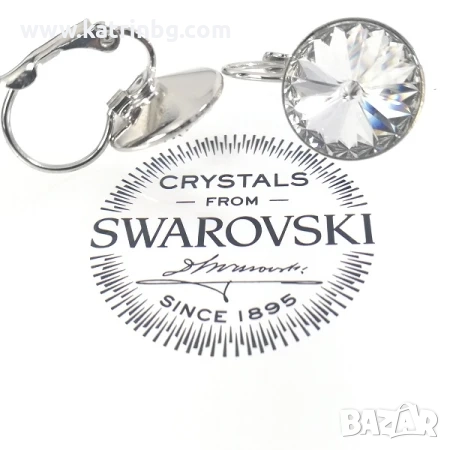 Обеци с кристали SWAROVSKI RIVOLI 12 ММ бял Crystal