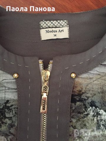 Дамско елегантно сако Modus Art с 3/4 ръкави с ципове, снимка 5 - Сака - 26791896