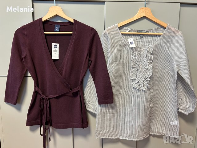 Нов сет от ефирна блуза и жилетка с коланче Gap, р-р S