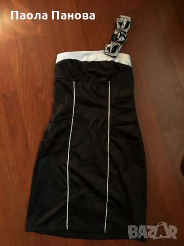 Официална рокля с едно рамо в черно и бяло, снимка 1 - Рокли - 26791049