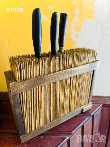 🌿 Организирайте кухнята с ръчно изработени дървени стойки за ножове, снимка 5 - Аксесоари за кухня - 39389227