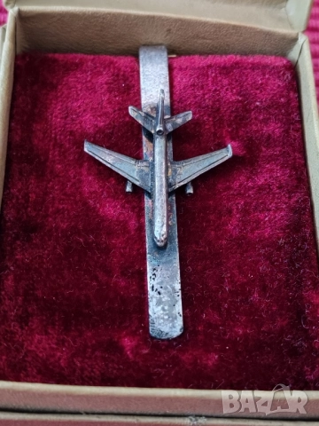 Стара сребърна игла за вратовръзка, Самолет. , снимка 3 - Колиета, медальони, синджири - 51665604