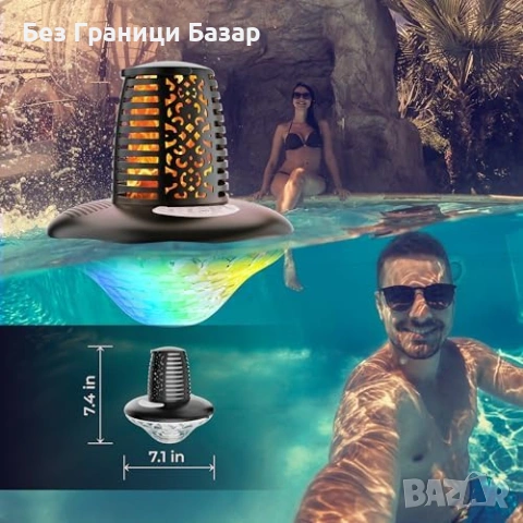 Нова водоустойчива плаваща колонка IP68 за басейн/джакузи RGB 10W TWS, снимка 5 - Bluetooth тонколони - 53565850