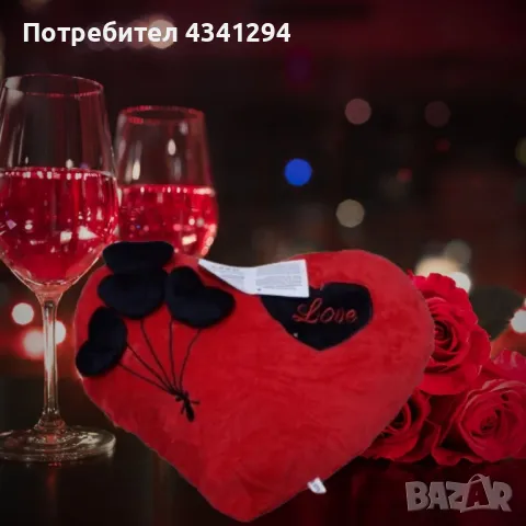 Подаръчна плюшена музикална възглавничка Сърце - Love, 33см, снимка 2 - Други - 48501488