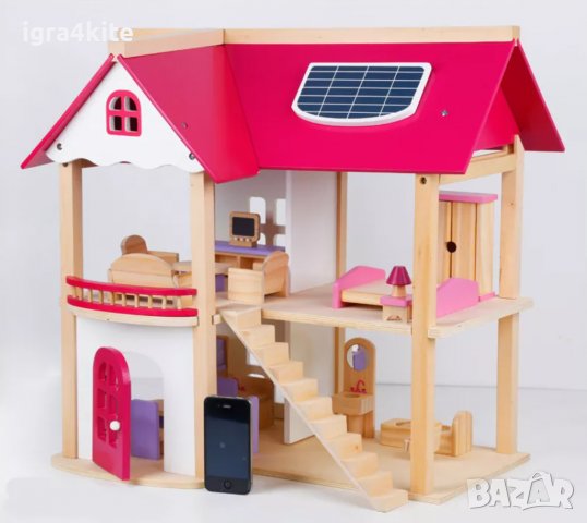 Намалена цена ! Нов модел дървена къща с обзавеждане за деца / игра и симулации . дървени игри, снимка 2 - Кукли - 38595737