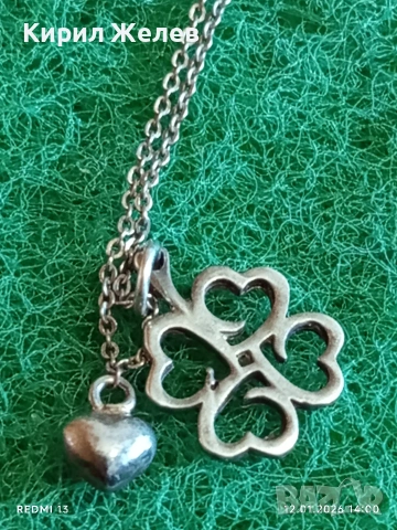 Късметлийско романтично сребърно колие четирилистна Детелина,сърце ❤️ много красив дизайн 52652, снимка 7 - Колиета, медальони, синджири - 53072654