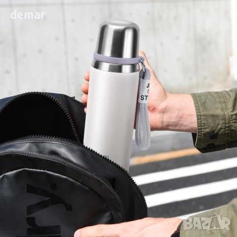GIOGD Термоизолирана вакуумна спортна бутилка за вода от неръждаема стомана 700 мл, бяла, снимка 5 - Спортна екипировка - 43573200