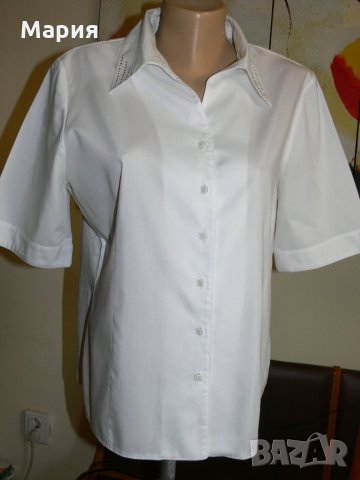 Дамска бяла риза с красива яка и красиви копчета, снимка 2 - Ризи - 26942550