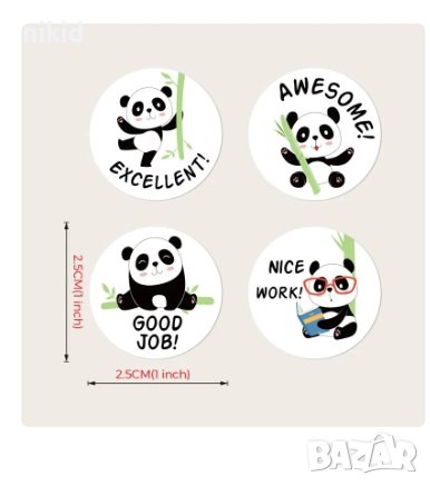 100 бр Панда с пожелания малки самозалепващи лепенки стикери за ръчна изработка за подарък, снимка 2 - Други - 43641476
