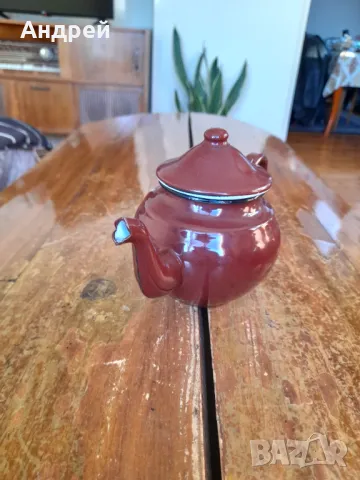 Стар емайлиран чайник #68, снимка 2 - Други ценни предмети - 48878658