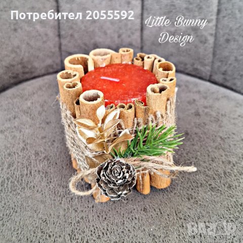 Коледна свещ с канелени пръчици , снимка 6 - Коледни подаръци - 38725580